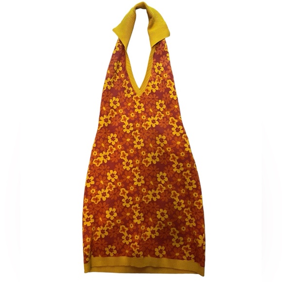 Nasty Gal Floral V Neck Collar Knitted Mini Dress‎ - Picture 2 of 12